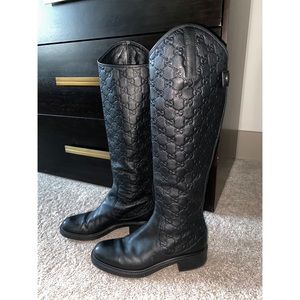 Gucci Black Guccissimma Maud Riding Boots